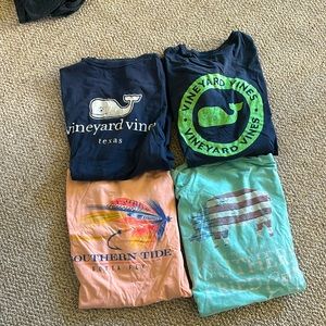 4 men’s t shirts. 2 vineyard vine and 2 simply southern.  Size medium.